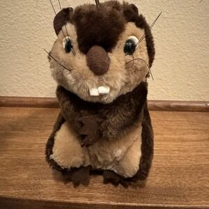 Dakin‎ Vintage 1982 Marmot Brown Plush Stuffed Animal SQUEAKS 7"